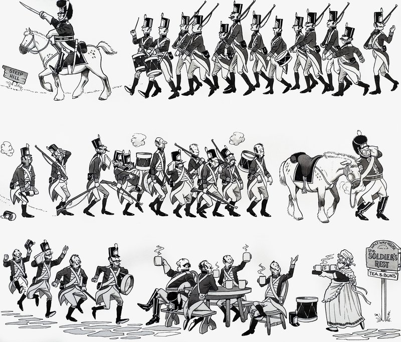 Illustration af børnerim: Grand Old Duke of York af English School