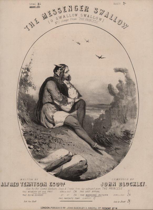 O Swallow Swallow, fra Tennysons The Princess (farve litho) af English School