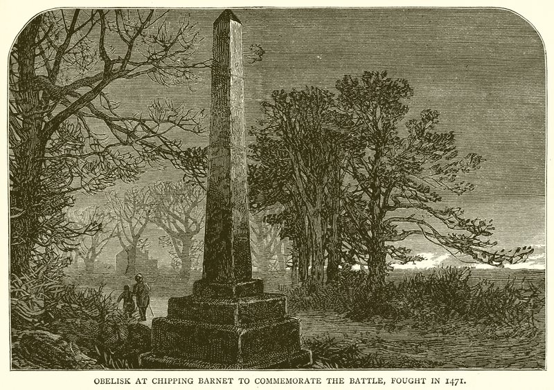 Obelisk ved Chipping Barnet til minde om slaget, der blev udkæmpet i 1471 af English School