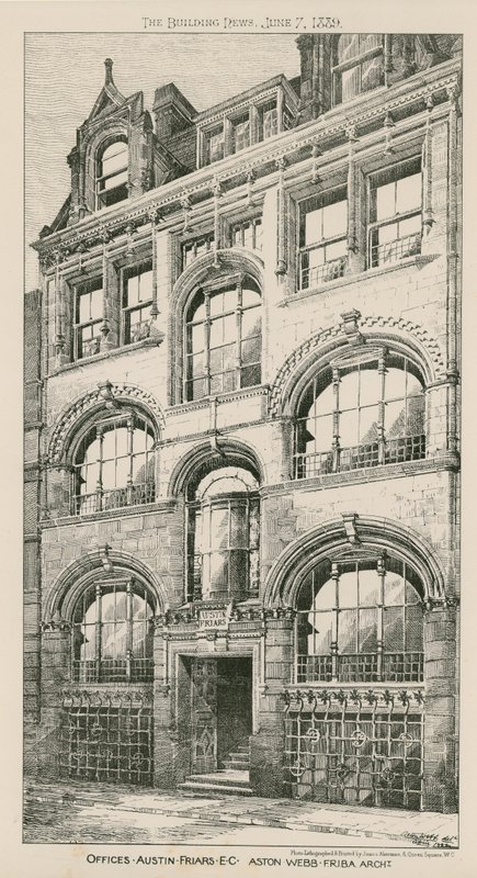 Kontorer, Austin Friars, London EC, Aston Webb, arkitekt af English School