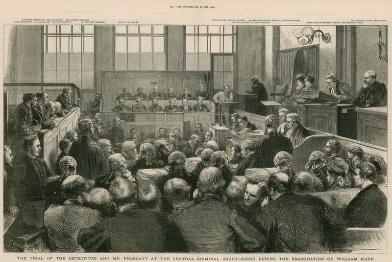 Gamle Bailey. Retssagen mod detektiverne og hr. Froggatt. Undersøgelsen af William Kerr af English School