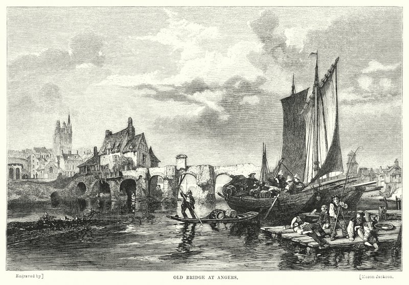Den gamle bro ved Angers (gravering) af English School