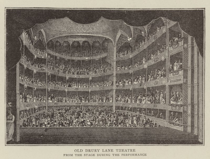 Old Drury Lane Theatre (gravering) af English School