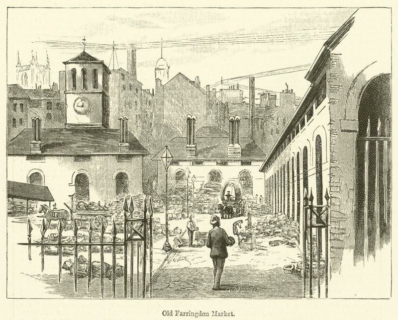 Det gamle Farringdon-marked (gravering) af English School