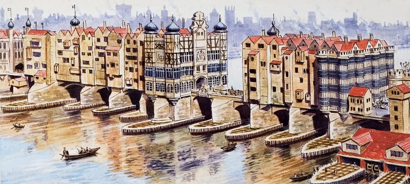 Old London Bridge af English School