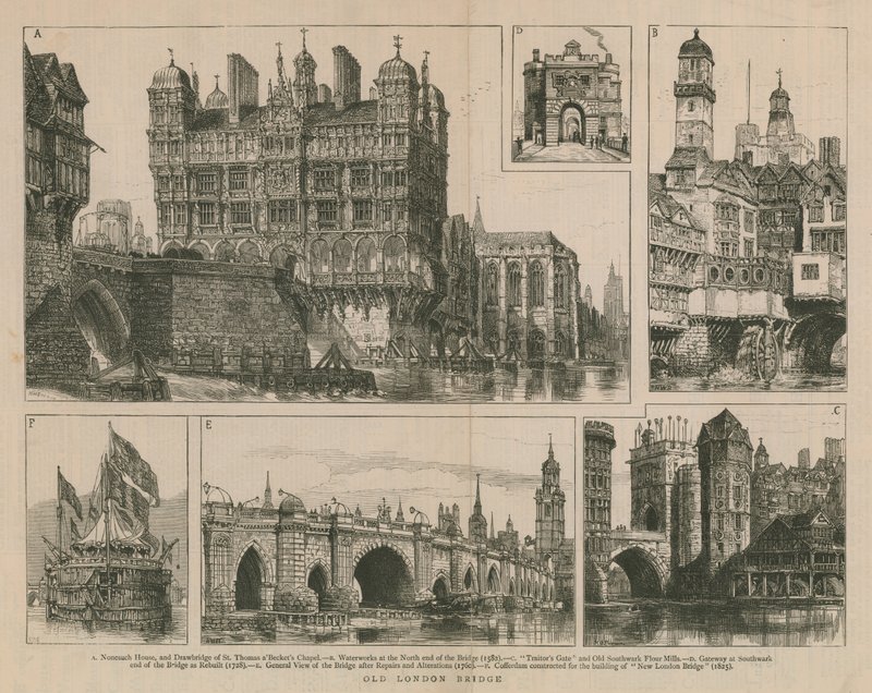 Old London Bridge af English School