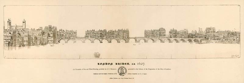 Old London Bridge, 1627 af English School