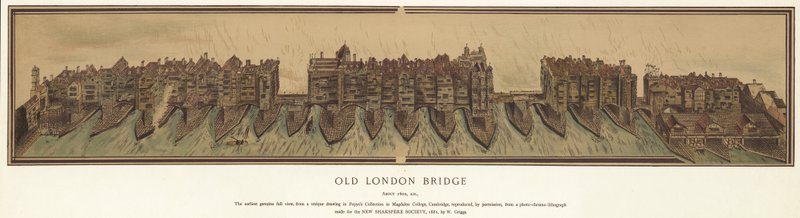 Old London Bridge omkring 1600 af English School