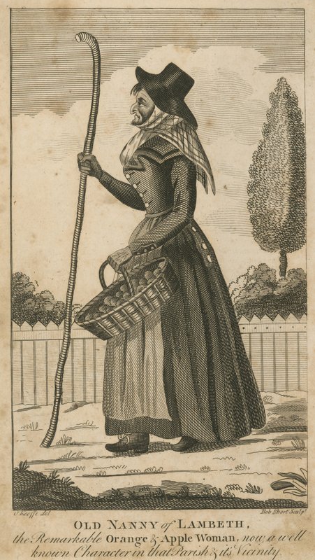 Old Nanny of Lambeth, den bemærkelsesværdige appelsin- og æblekvinde af English School