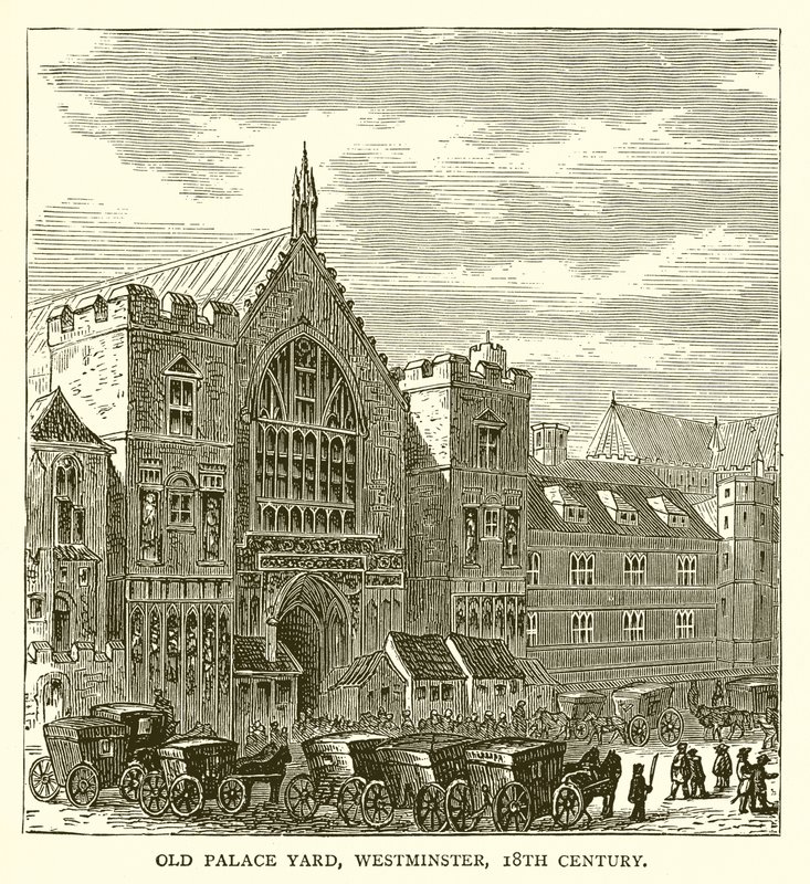 Old Palace Yard, Westminster, 1700-tallet af English School