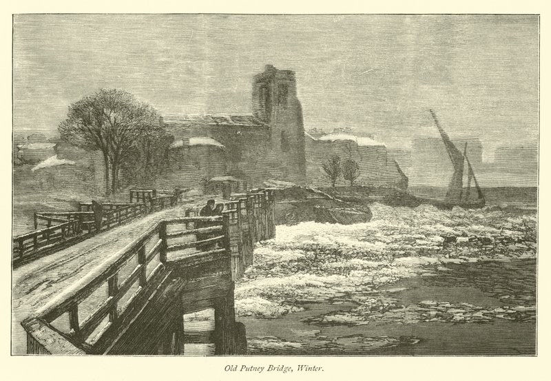 Old Putney Bridge, Winter  af English School