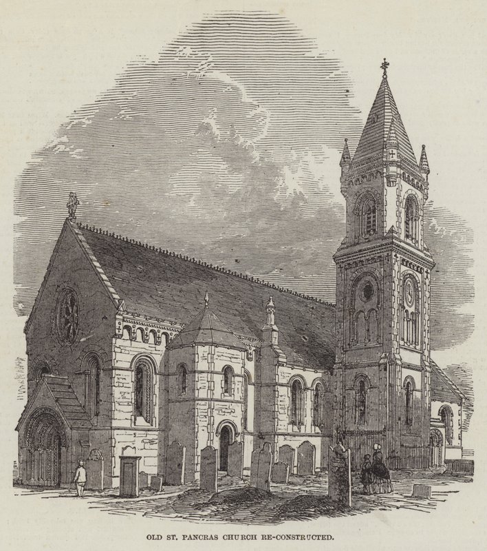 Old St Pancras Church genopbygget (gravering) af English School