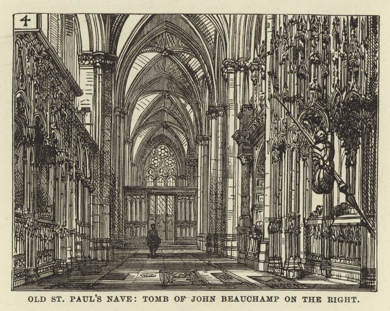 Old St Pauls Nave, John Beauchamps grav til højre af English School
