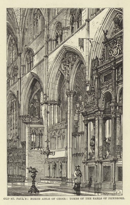 Old St Pauls, North Aisle of Choir, Tombs of the Earls of Pembroke af English School