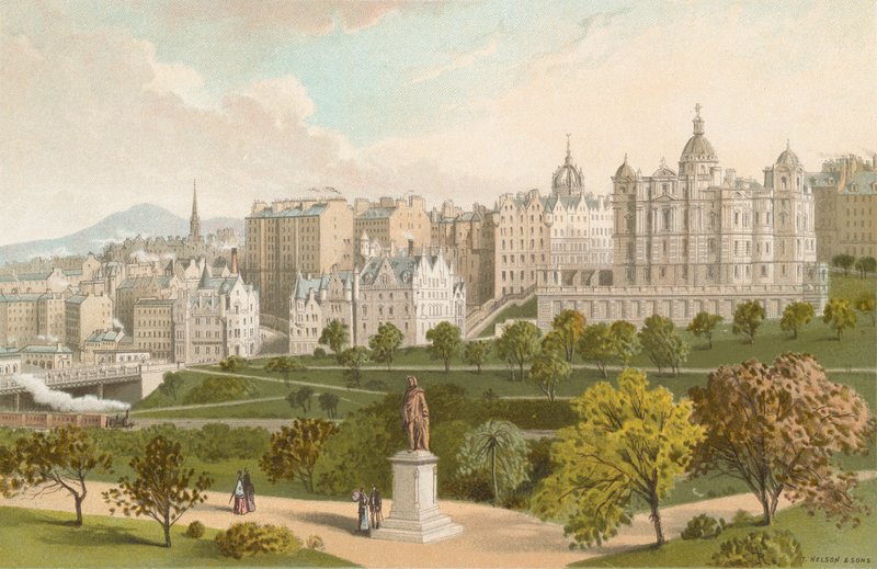 Old Town Edinburgh fra Princes Street Gardens af English School
