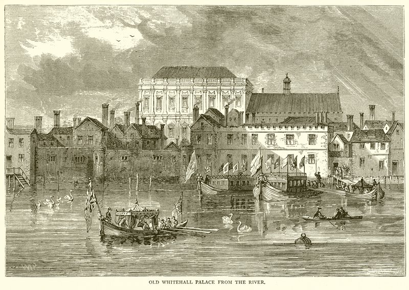 Old Whitehall Palace fra floden af English School