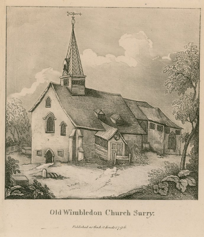 Old Wimbledon Church i Surrey af English School