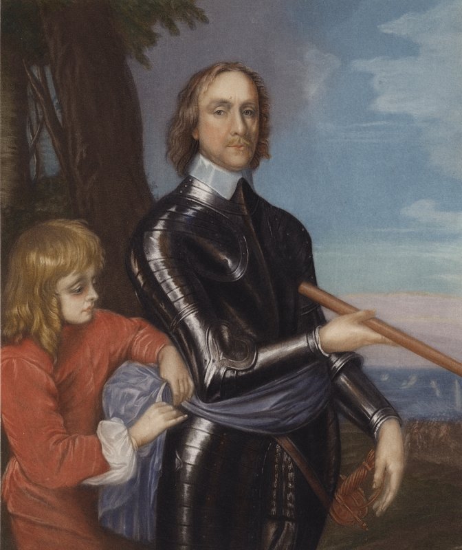 Oliver Cromwell (farve litho) af English School