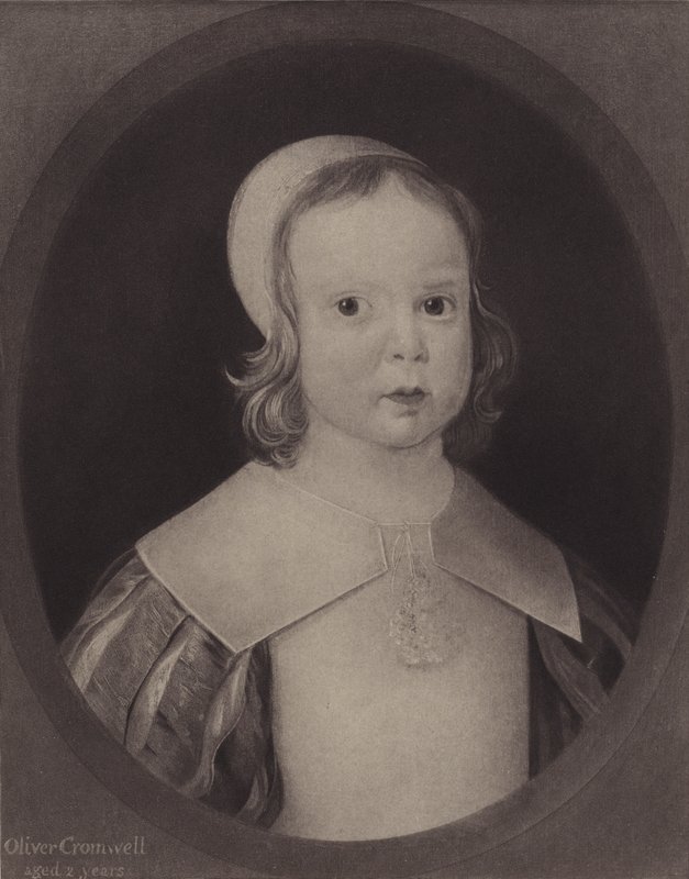 Oliver Cromwell, to år gammel (litho) af English School