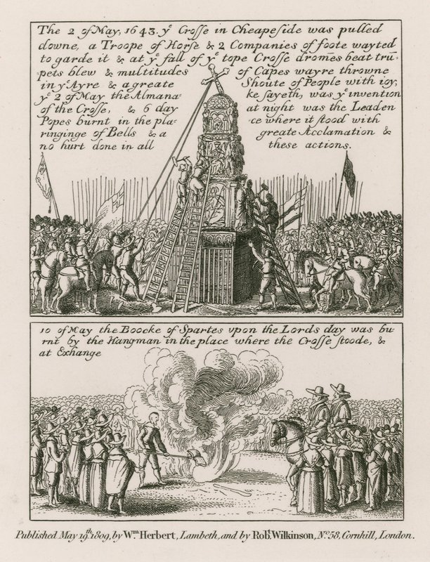 Den 2. maj 1643 blev korset i Cheapside, London, revet ned af English School