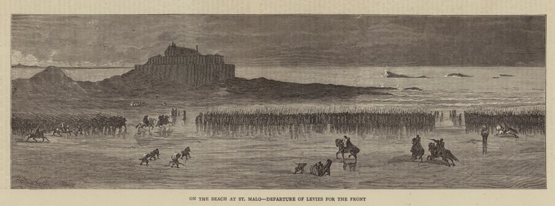 På stranden ved St. Malo, afgang af afgifter for fronten (gravering) af English School