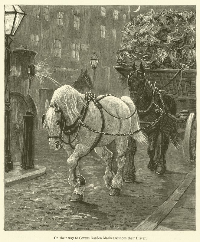 På vej til Covent Garden Market uden deres chauffør (gravering) af English School