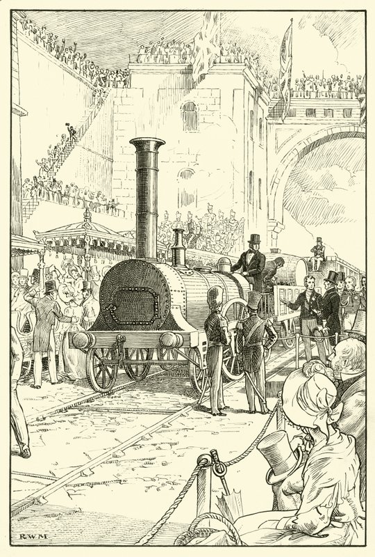 Åbning af Liverpool & Manchester Railway (blæk på papir) af English School