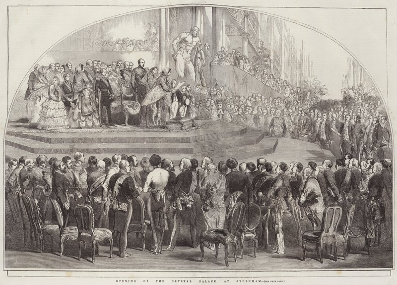 Åbning af Crystal Palace, i Sydenham (gravering) af English School