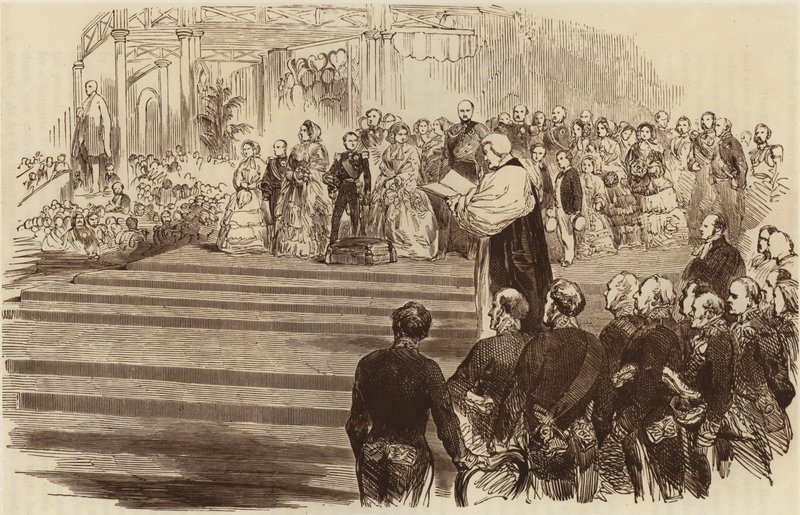 Åbning af krystalpaladset, ærkebiskoppens bøn, 1854 af English School