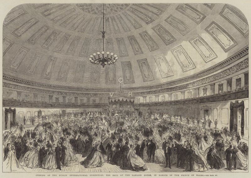 Åbning af Dublin International Exhibition, Ball at the Mansion House, til ære for prinsen af Wales (gravering) af English School