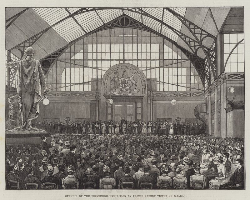 Åbning af Edinburgh-udstillingen af prins Albert Victor af Wales (gravering) af English School