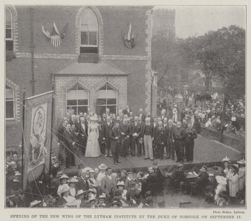 Åbning af den nye fløj af Lytham Institute af hertugen af Norfolk den 17. september (gravering) af English School