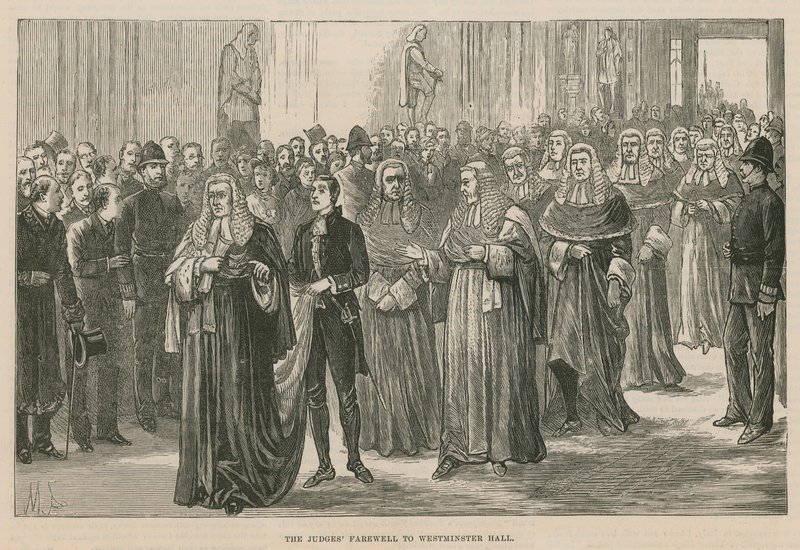 Åbning af Royal Courts of Justice: Dommerne farvel til Westminster Hall af English School
