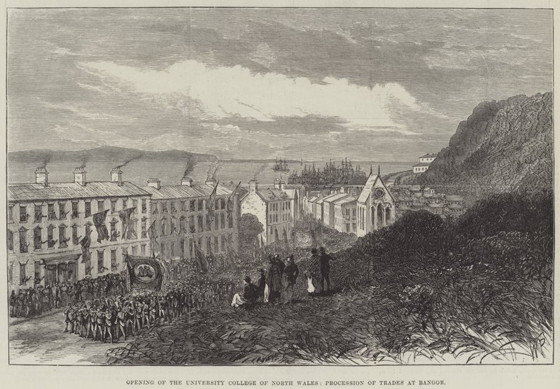 Åbning af University College of North Wales, Procession of Trades at Bangor (gravering) af English School