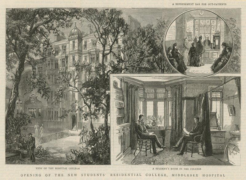 Åbning af det nye Students Residential College, Middlesex Hospital af English School