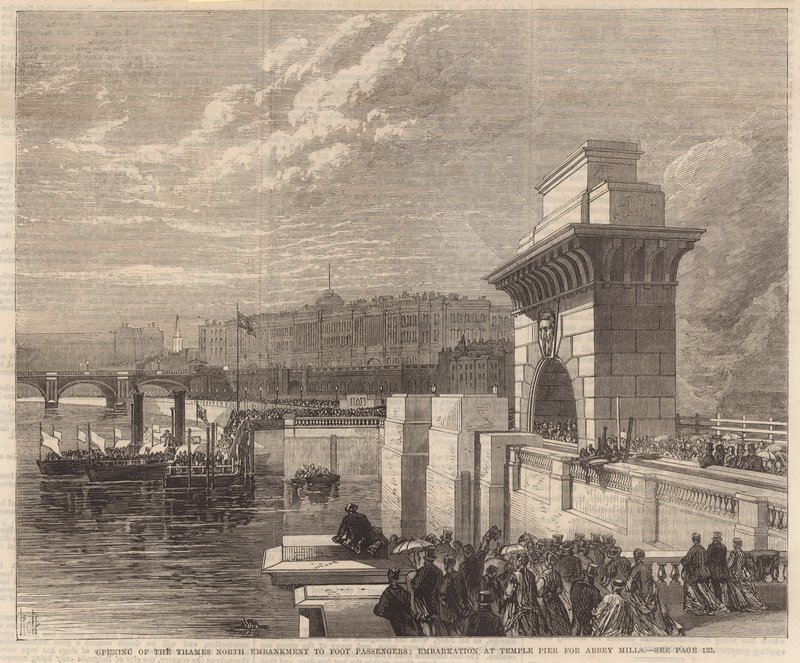 Åbning af North Thames Embankment for gående passagerer af English School