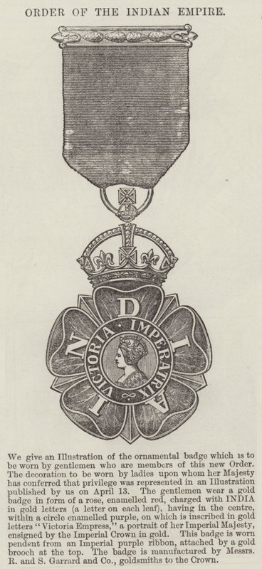 Det Indiske Imperiums orden (gravering) af English School