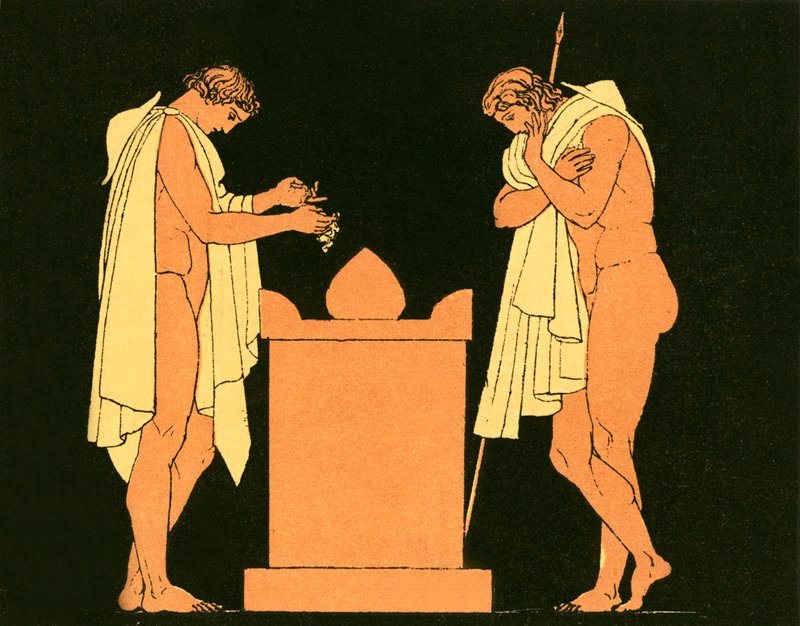 Orestes ved sin fars grav af English School