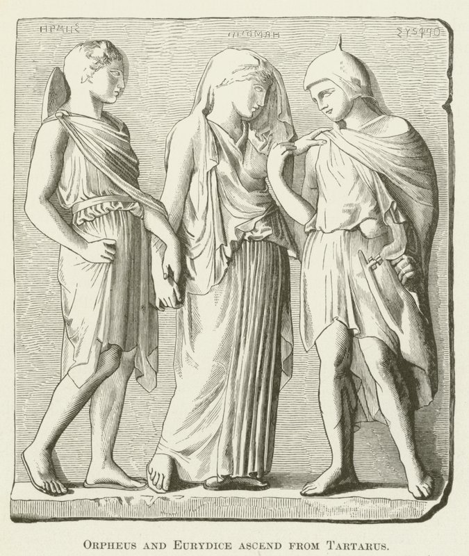 Orpheus og Eurydice stiger op fra Tartarus af English School