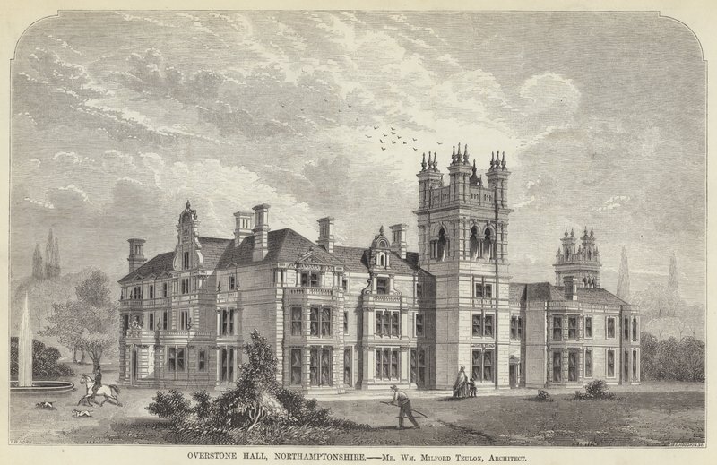 Overstone Hall, Northamptonshire (gravering) af English School