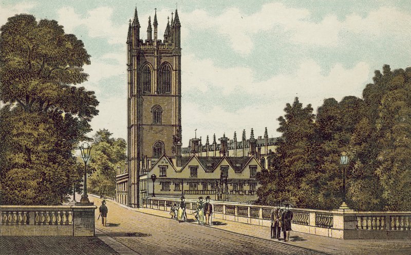 Oxford: Magdalen College (farvelitografi) af English School