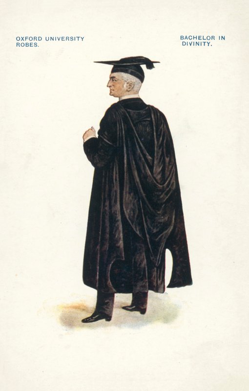 Oxford University Robes: Bachelor in Divinity (farvelitografi) af English School