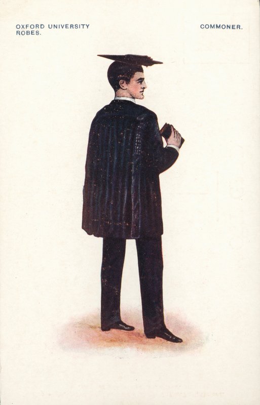 Oxford University robes - Commoner (farve litho) af English School
