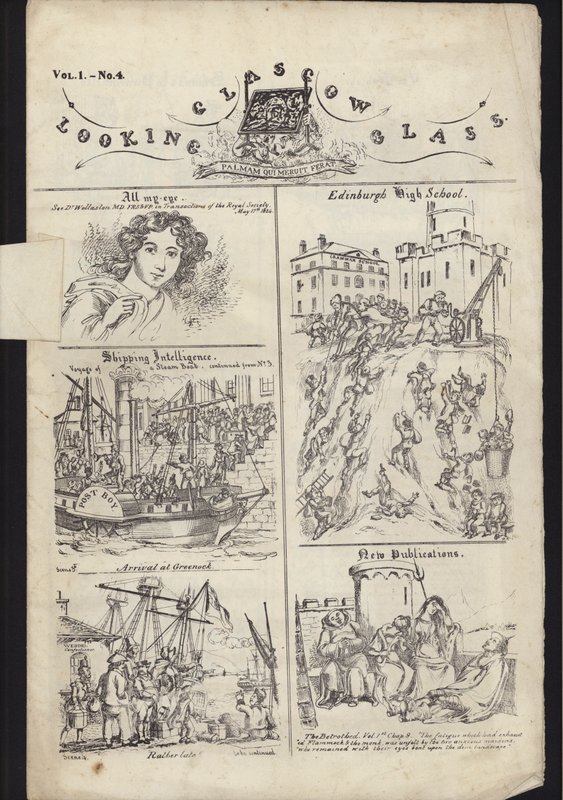 Side fra folder om Glasgow Fair, udgivet den 23. juli 1835 (gravering) af English School