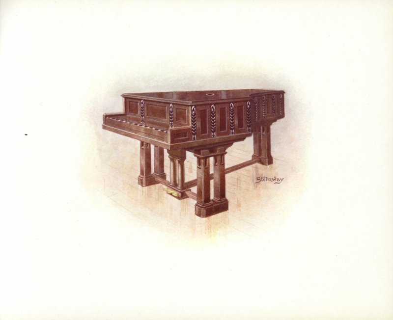 Side fra Steinway & Sons Art Catalogue (farve litho) af English School