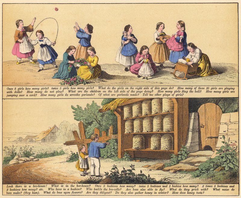 Side fra Den nye billedbog (farve litho) af English School