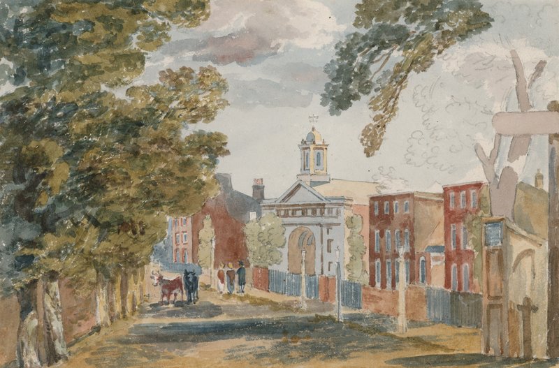 Palace Court, New Kensington Gardens, London (wc på papir) af English School