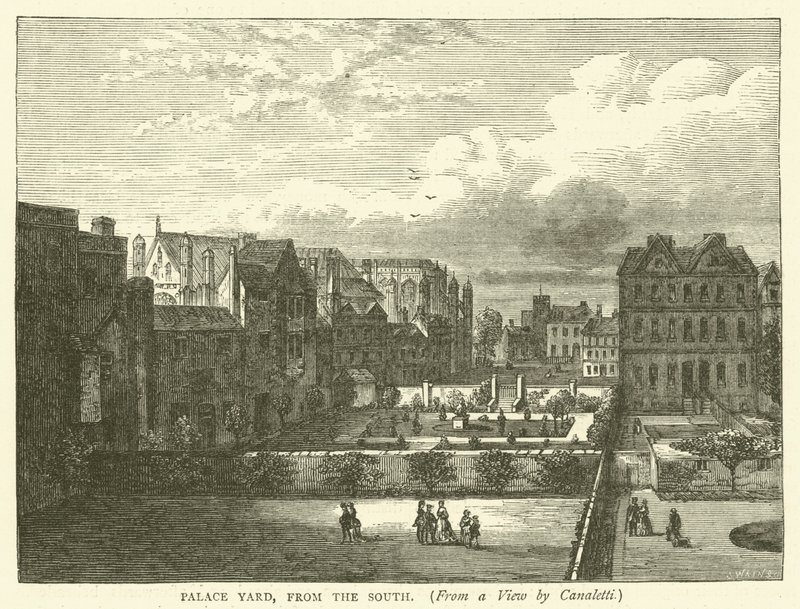 Palace Yard, fra syd, fra udsigt til Canaletti (gravering) af English School