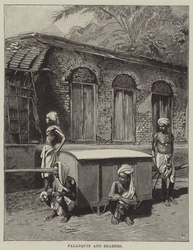 Palanquin og bærere (gravering) af English School
