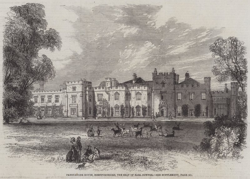 Panshanger House, Hertfordshire, Earl Cowpers sæde (gravering) af English School